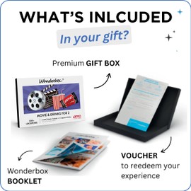 WONDERBOX AMC Movie Night Experience for 2, Gift Box with 2 Movie Tickets and 2 Drinks, Valid at 550 Locations