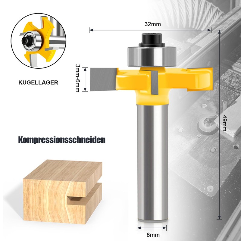 WOBLLMX 8 mm Shank Disc Groove Cutter, L6 mm 4-Teeth