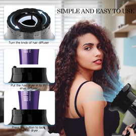 Diffuser Attachment for Hair Dryer, Hair Diffuser for Curly Hair, Universal Diffuser for 1.4-2.6” Hair Blow Dryer Long Thick Curly Wavy Hair, Black