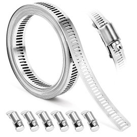 Hose Clamps, DIY 8.5 FT Metal Strap + 6 Fasteners, Hose Clamps Stainless Steel, Large Adjustable Hose Clamp Pipe Clamp for Pipe Automotive Mechanical Applications