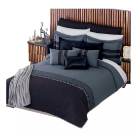 Colchas Concord Edredón Onix Matrimonial Doble Vista Negro Fundas Concord