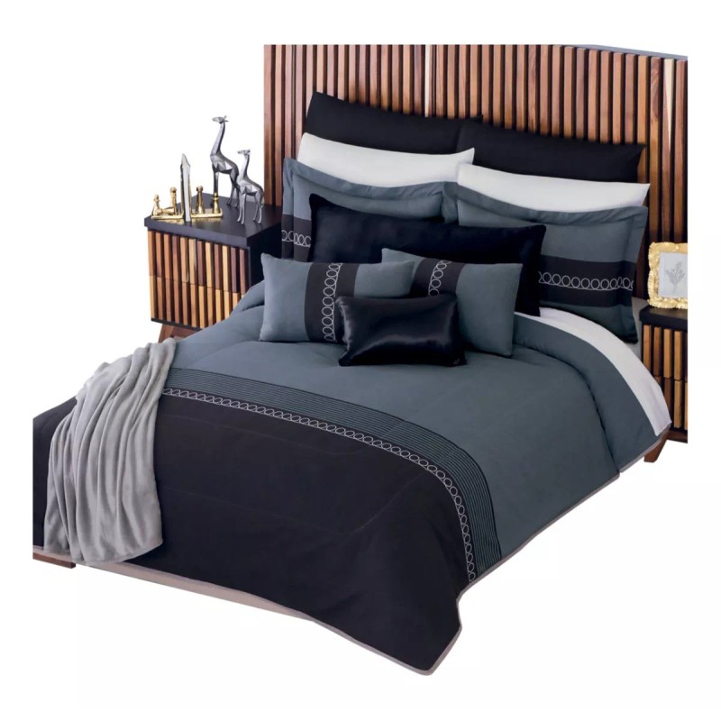 Colchas Concord Edredón Onix Matrimonial Doble Vista Negro Fundas Concord