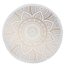 Aswalling Round Microfiber Mandala Beach Towel Indian Hippie Boho Beach Towel with Tassels Oversized Wrap Blanket Travel Tapestry