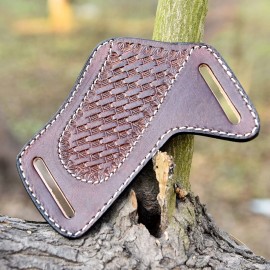 Aj Sanity USA Hand Engraved Leather Pocket Knife Folding Blade Knives Case Pouch Holster