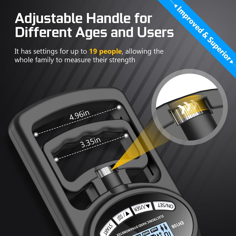 Hand Grip Strength Tester Trainer - Electronic Hand Dynamometer Forearm