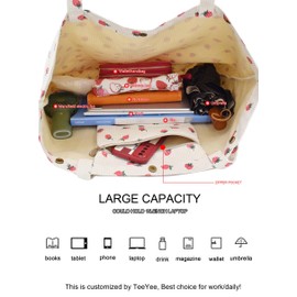 Corduroy Bag Women's Shoulder Bag Tote Bag Corduroy Women's Shopper Handbag Shoulder Bags Work Office Travel Shopping School Everyday, beigestrawberry l