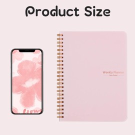 DOETYD Weekly Planner Pink 52 Page Undated A5 Notebook To Do List Notebook for Planning Daily List for Students Academic Work