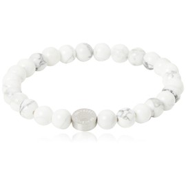 Liebeskind Berlin Beads 6mm With Logo Tag in Stainless Steel, Stainless Steel, White