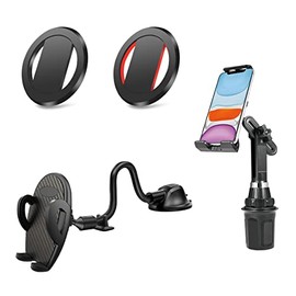 Juego combinado de 4 soportes para teléfono para coche, soporte magnético para el salpicadero del parabrisas, brazo largo, ventosa para teléfono,...  