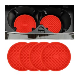 CGEAMDY 4 Stück Auto Untersetzer, Anti-Rutsch Auto Untersetzer Für Kaffeebcher, Universal Auto Getränkehalter Einsatz, Fahrzeug Cup Mats, Geeignet Für Autozubehör Und Auto-Dekoration(Rot)