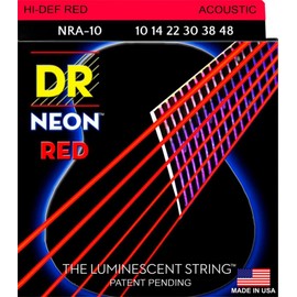 DR Strings NRA-10 NEON Red Coated Acoustic Strings - Extra Lite, 10-48