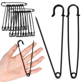 POLYHNIA Large Safety Pins, 5 inch Heavy Duty, 20 PCS Big Black Safety Pins, Jumbo for Clothes, Blankets, Thick Fabric, Decorations