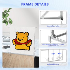 BESGEER Rug Tufting Frame for Rug Making, 36.6X 36.2'' [Adjustable Size] Aluminum Metal Rug Tufting Frame Kit, with Tufting Cloth and Nail-stab Resistant Tape, Rug Making Supplies for Tufting Gun