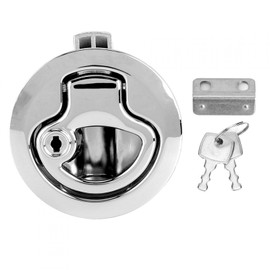 Boat Locking Hatch Latch, Flush Pull Slam Latch, Round Pull Latch, Marine Boat Hatch Latch Anti-corrosion RV Closure Security Lock with Keys