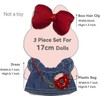 17cm Plush Doll Clothes – Denim Dress with Red Bow