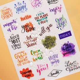 Yoksas 96Pcs Colorful Inspirational Phrase Quotes Stickers - Waterproof Clear Motivational Stickers for Scrapbooking,Journaling,Planner, Calendar,Tumbler