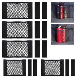 Qtuie Kofferraum Netztasche Auto (5 Stück, 40x25cm Universal KFZ Kofferraum Organizer Netz mit Klettverschluss Autositz Gepäcknetz, Strapazierfähige Kofferraumnetz für universal Auto/SUV aus Nylon