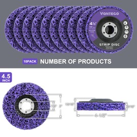 Vantego10-Pack Paint Stripping Discs 4-1/2" Purple Grinding Wheels for Angle Grinder, Perfect for Rust, Paint, and Grime Removal, Metal and Wood Surface Stripping