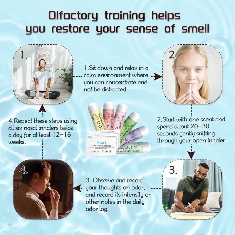 Hion Smell Training Kit, 6 Essential Oils, Olfactory Training Kit