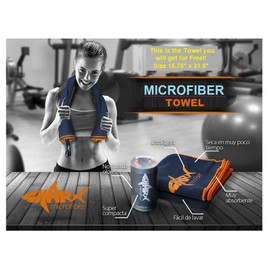 SHARX Toalla de Microfibra Deportiva Grande 80 x 160cm + Toalla Chica de Regalo (Azul Marino)