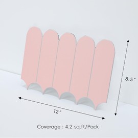 6-Sheet Pink Feather Peel and Stick Backsplash Tile, Faux Ceramic Matte Self Adhesive Tile Stick on Wall Tiles for Kitchen and Bathroom (12"x 8.5")