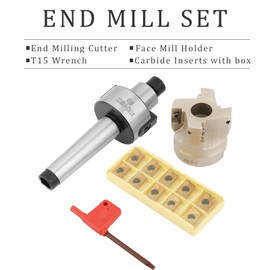 Juego de fresadora de extremo, cortador de fresa de alta velocidad, con soporte de fresa frontal, llave T15, insertos de carburo, para mecanizado