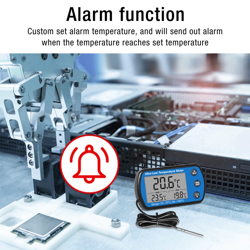 Refrigerator Thermometer ‑50 to 70℃ Digital LCD Display with Alarm