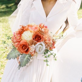 Garisey Artificial Flowers Combo for DIY Wedding Bouquets Combo Centerpieces Arrangements Party Bridal Baby Shower Home Decorations-Nude Color