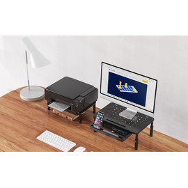 Zimilar 2 Pack Monitor Stand Riser with Drawer - 3 Height Adjustable Metal Monitor Stand with Unique Star Mesh for Computer Laptop Notebook Printer