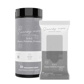 Swanky Stainless Steel Cleaner Wipes Bundle - Grime & Grease Remover Kitchen Cleaning Supplies - Clean & Shine for Stove, Refrigerator, Sink, Oven & Appliances - Soft Wipes (30 Ct) & Canister (50 Ct)