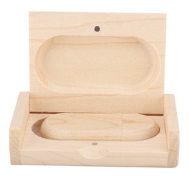 Oval Maple Wooden Shell USB 3.0 Flash Memory Drive Storage Stick With Box U Disk 32GB
