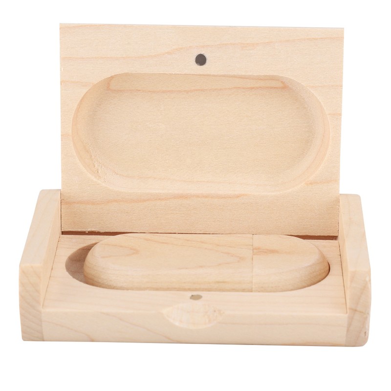 Oval Maple Wooden Shell USB 3.0 Flash Memory Drive Storage