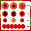 Outus 21 Pcs Chinese Lunar New Year Decorations Paper Fans