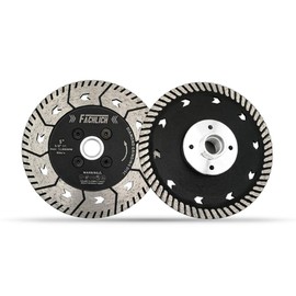 FACHLICH Granite Turbo Cutting Blades 2pcs 5 Inch Two-in-One Design Cut Grind Sharpen Marble Concrete and Bricks