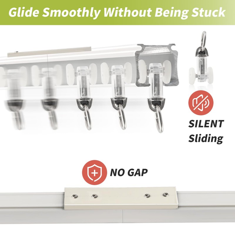 KOLAKO Ceiling Curtain Track, (3Ft-9Ft) Aluminum Curtain Track Wall Mount