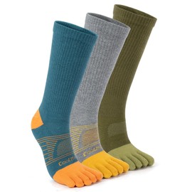bysock Toe Socks for Men Women Running Coolmax Mid-Calf Creepers Socks Athletic Breathable five finger Design Quick Dry 3Pairs Medium