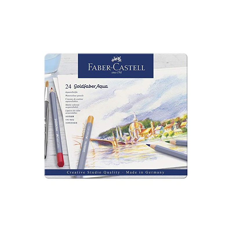 FABER-CASTELL Goldfer Watercolour Pencils with Metal Case of 24