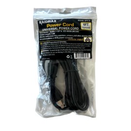 RAIDMAX Power Cord 6ft Universal 3 Prong Power Cord Gaming PC Monitor Printer