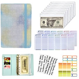 Budget Binder A6 Planner Money Saver with Zippered Cash Envelops Sheet and Stickers for Budgeting-BL
