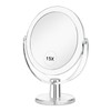 CLSEVXY CLSEVXY Vanity Mirror Makeup Mirror with Stand, 1X/15X Magnification Double Sided 360 Degree Swivel Magnifying Mirror, 6.25 Inch Portable Table Desk Counter top Mirror Bathroom Shaving Mirror