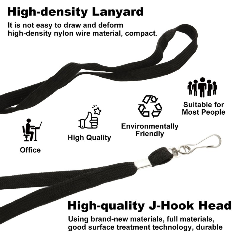 LOPYXBR Pack of 100 Lanyard Black Key Ring with Rotating