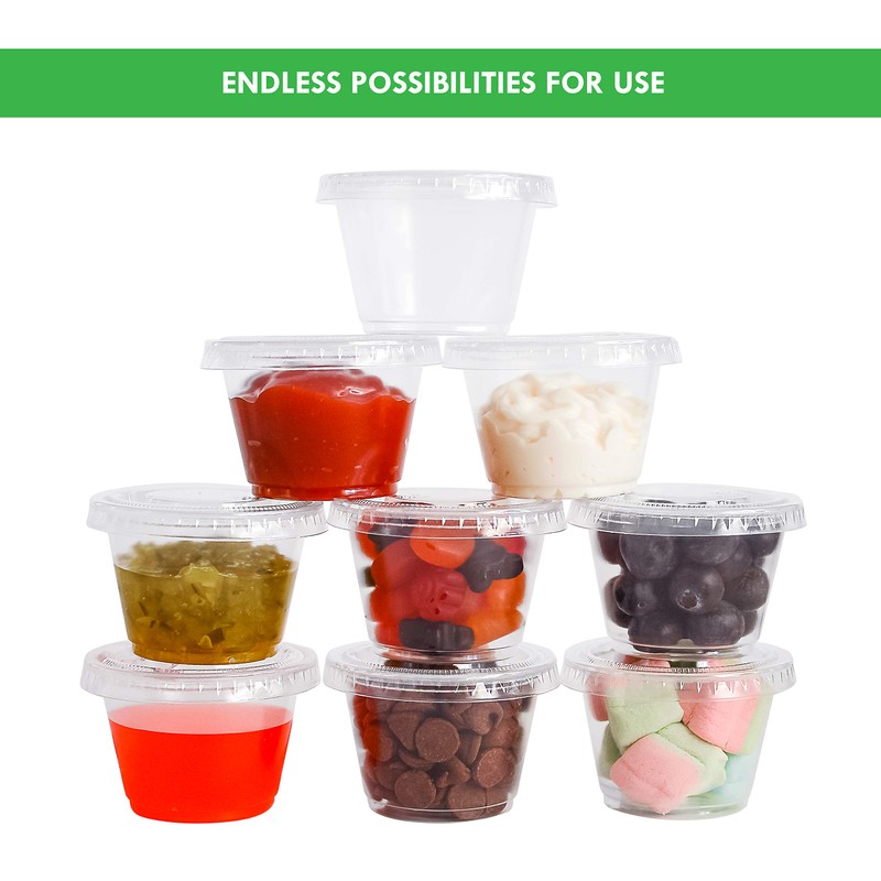 Galashield 100 Sets 1 oz Small Plastic Containers with Lids,