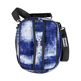 HOOEY Waterproof Liner Mesh Pockets Collapsible Lunch Box with Handle and Strap (NAVY/WHITE)