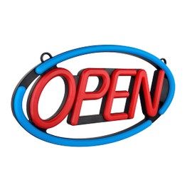 BritTech 24'' X 12'' Ultra Bright LED Neon Open Sign - Remote Controlled - Get Your Business Seen Day or Night (Blue/Red)