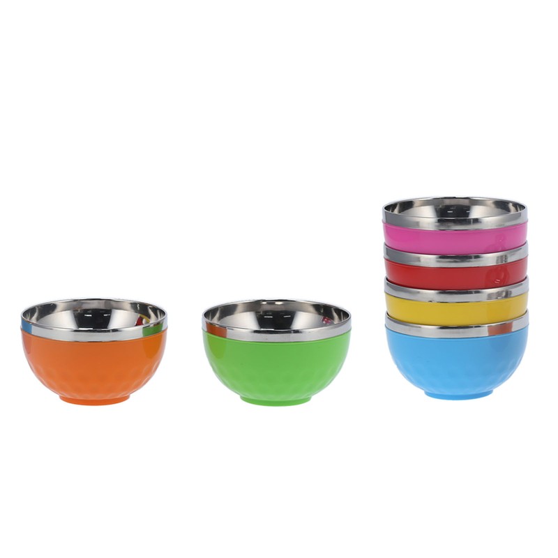 6Pcs set Color Stainless Steel Bowl Heat Insulation Salad Noodles