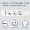 Mehrfachsteckdose mit USB, Realmade 3 Fach Steckdose, Verlängerungskabel Weiß 1,5m