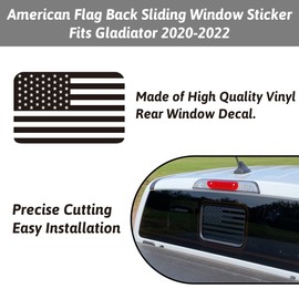 Zhizhong Rear Middle Window Decal Compatible with Jeep Gladiator JT 2020 2021 2022 2023, American Flag Back Center Sliding Window Glass Vinyl Sticker