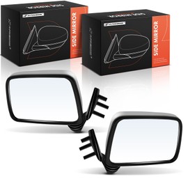 A-Premium Pair (2) Driver and Passenger Side Manual Door Mirror - Compatible with Nissan Pathfinder 1987-1995, Pickup 1995-1997, D21 - Non-Heated Manual Folding Black Outside Rear View Mirror