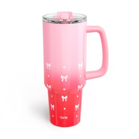 YOME 40 oz Bow Red Tumbler with Handle and Flip Straw for Women | Stainless Steel Insulated Water Bottle | Keeps Drinks Cold | Dishwasher Safe | Cupholder Friendly | Gift Gym Travel Yoga