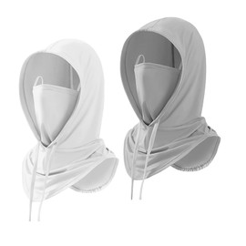 MNVXBSOI Summer Balaclava Sun UV Protection Full Head Face Mask Cooling Face Cover Sun Hood for Women Men White,Light Grey